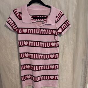 Miu Miu Pink and Red Logo Polo Dress